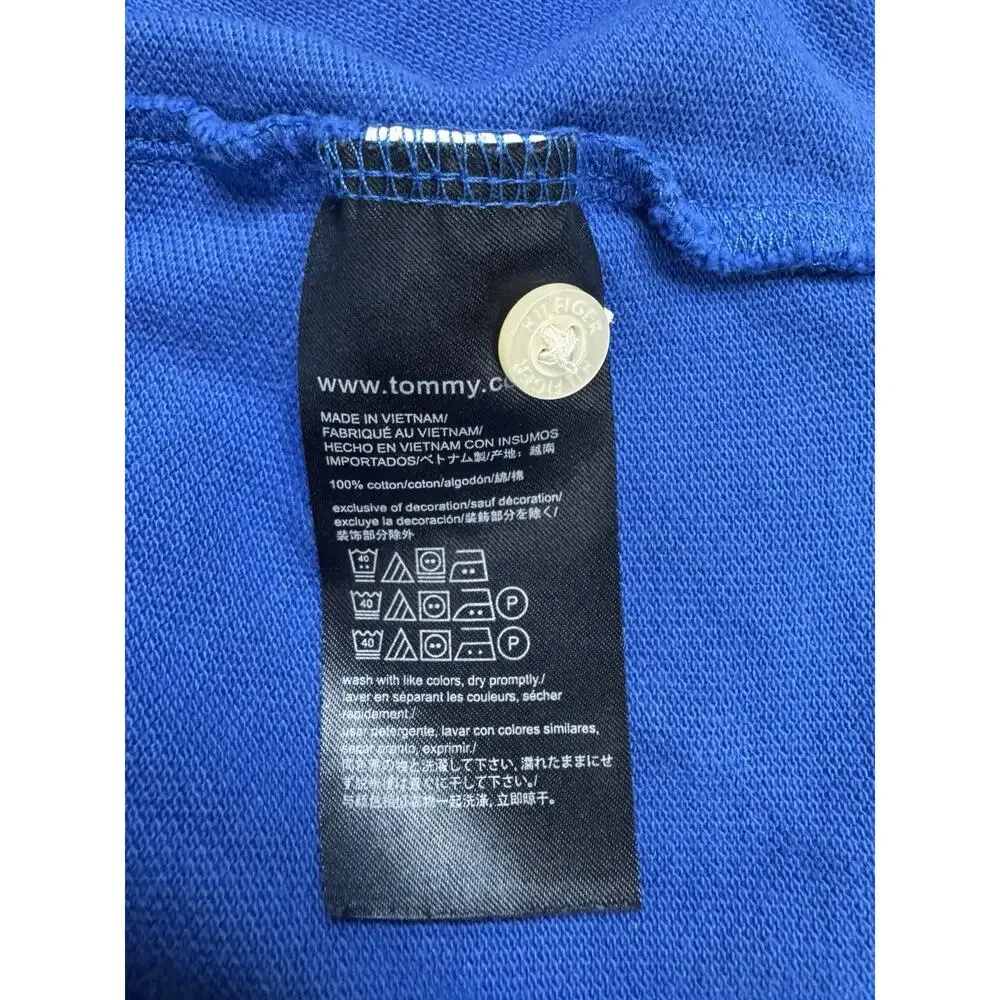 Tommy Hilfiger Custom Fit Polo Shirt Mens XL Royal Blue Cotton Flag Logo